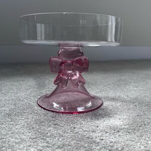 Glass Pedestal Bowl with Pink Bow